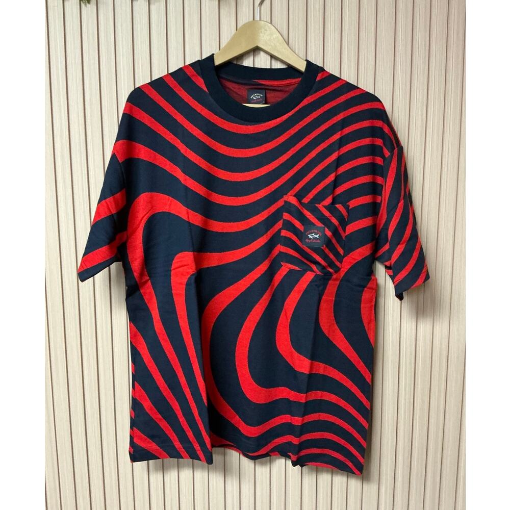 Paul & Shark Swirl Stripe Pocket T-Shirt Size L